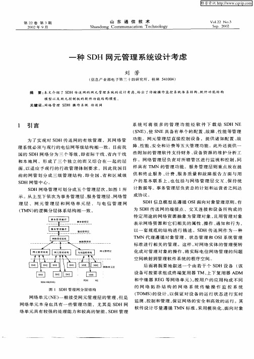一种SDH网元管理系统设计考虑