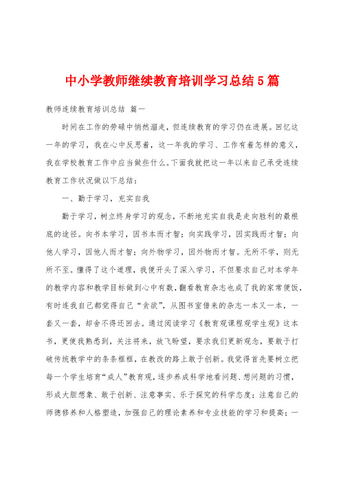 中小学教师继续教育培训学习总结5篇