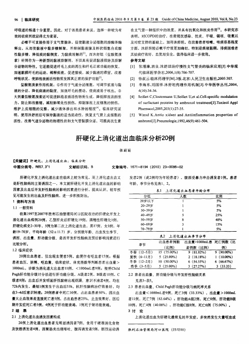肝硬化上消化道出血临床分析20例