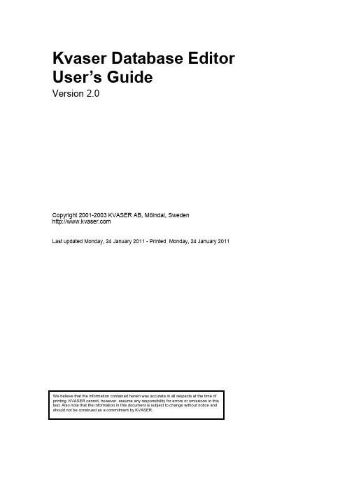 Kvaser Database Editor User's Guide