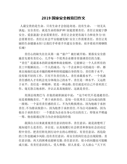 2019国家安全教育日作文