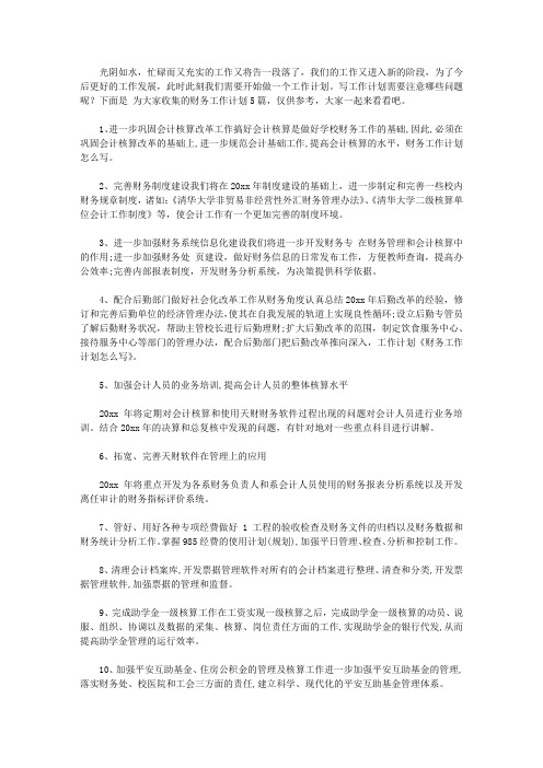 2020财务工作计划合集5篇