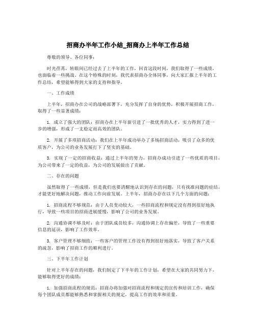 招商办半年工作小结_招商办上半年工作总结