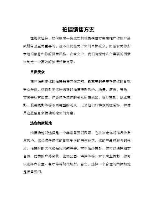 拍摄销售方案