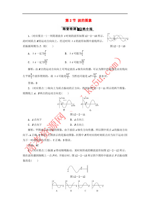 2017-2018学年高中物理 第十二章 机械波 第2节 波的图象随堂检测 新人教版选修3-4