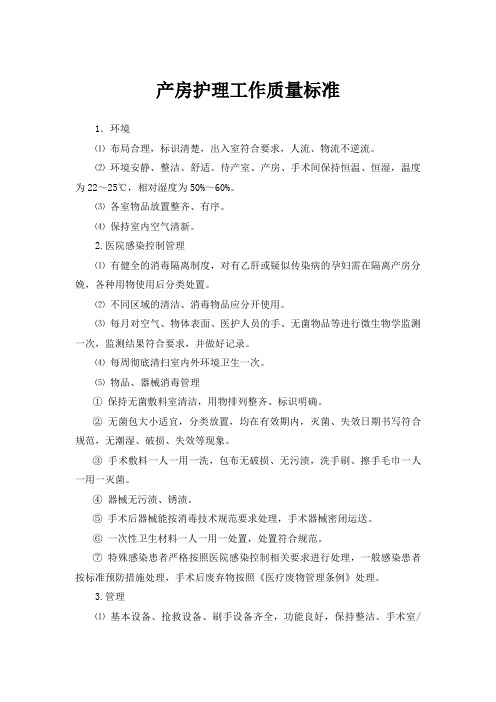 产房质量标准