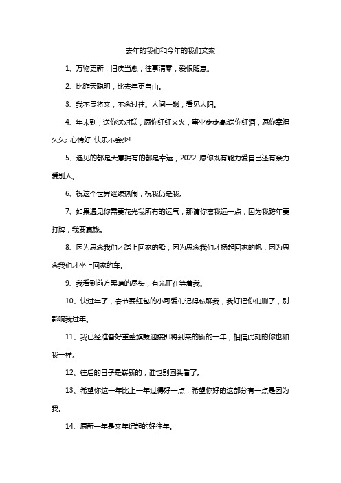 去年的我们和今年的我们文案