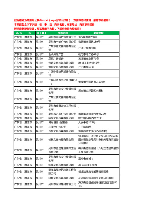 2020新版广东省湛江市吴川市广告有限公司工商企业公司商家名录名单黄页联系电话号码地址大全47家