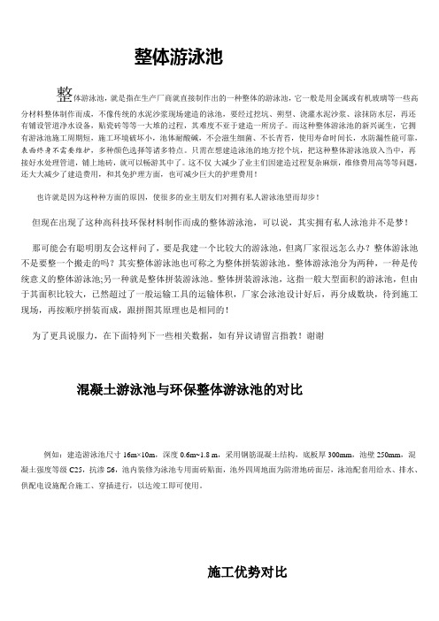 环保整体游泳池简介
