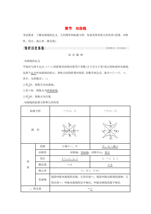 2020版高考数学大一轮复习第八章平面解析几何第6节双曲线讲义理含解析新人教A版