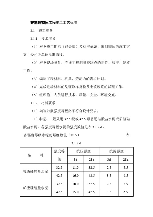 砖基础砌体工程施工工艺标准