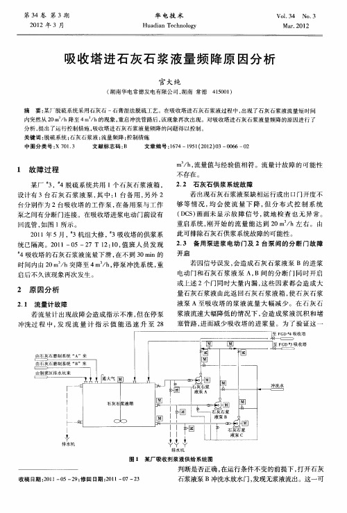 吸收塔进石灰石浆液量频降原因分析