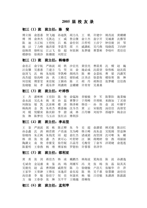 届校友录