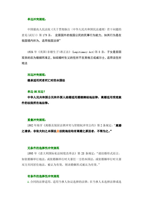 冲突规范的例子