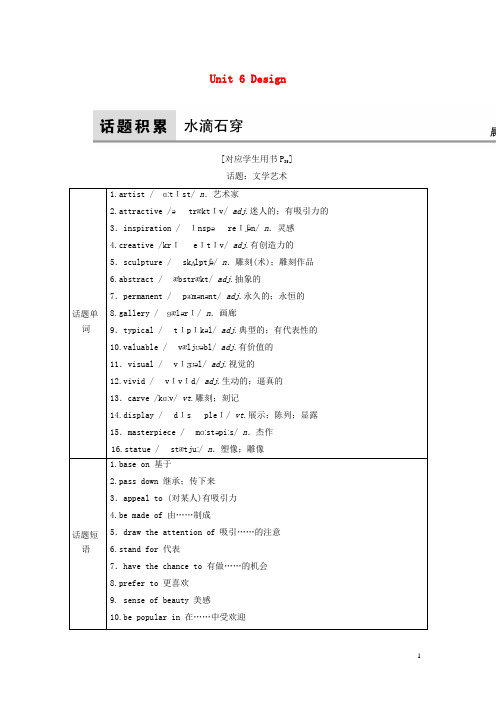 2018版高考英语大一轮复习第1部分模块考点复习Unit6Design教师用书北师大版必