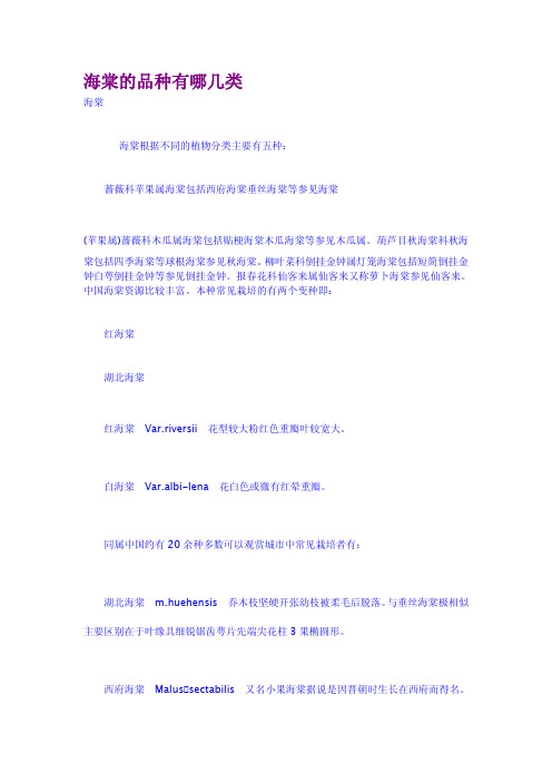 海棠的品种有哪几类