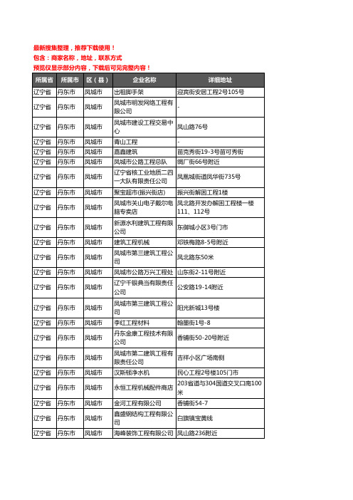 新版辽宁省丹东市凤城市建筑工程企业公司商家户名录单联系方式地址大全40家