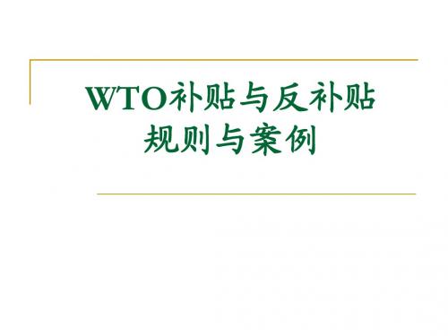 WTO补贴与反补贴规则与案例
