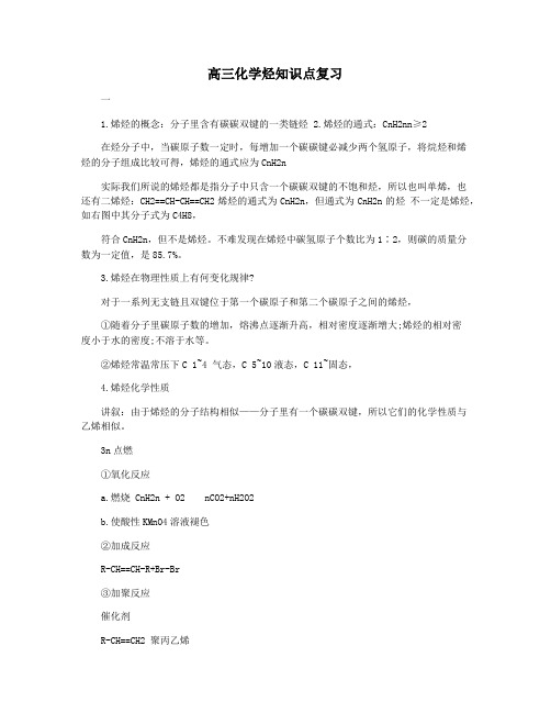 高三化学烃知识点复习