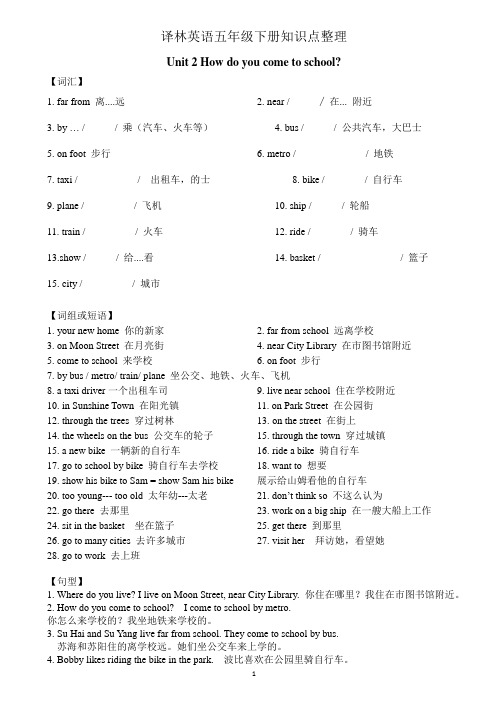 [译林版]5B U2 知识点(详细)
