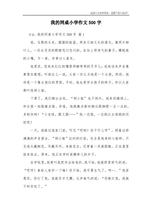 我的同桌小学作文500字_14