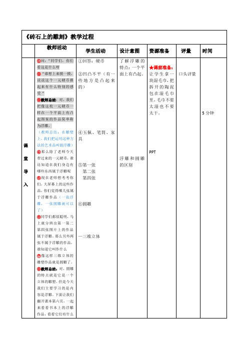 砖石上的雕刻教案