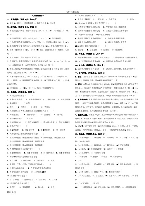 局部解剖学试题 问题详解
