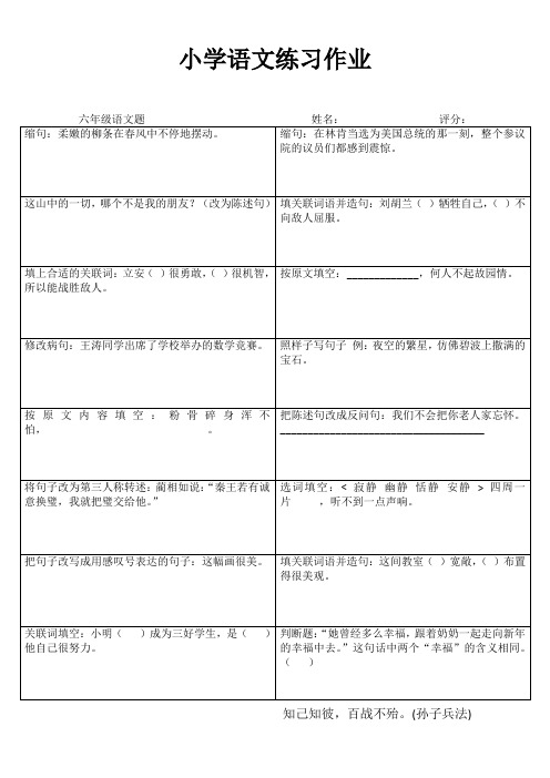 小学六年级语文阶段复习冲刺训练 (35)
