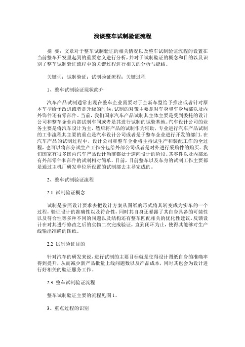 浅谈整车试制验证流程