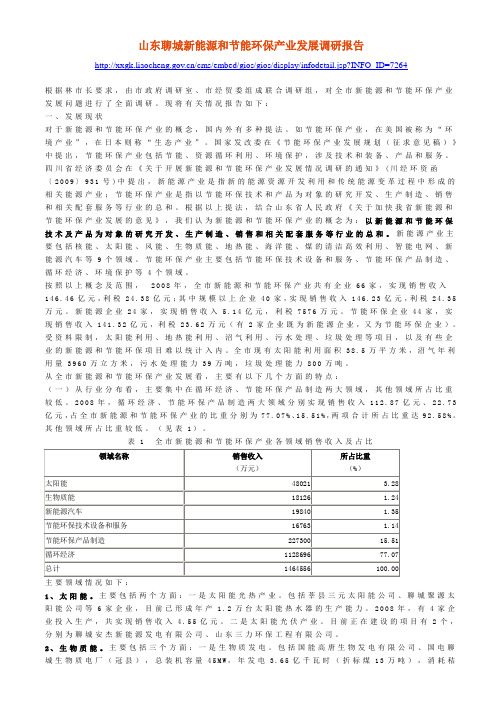 山东聊城新能源和节能环保产业发展调研报告