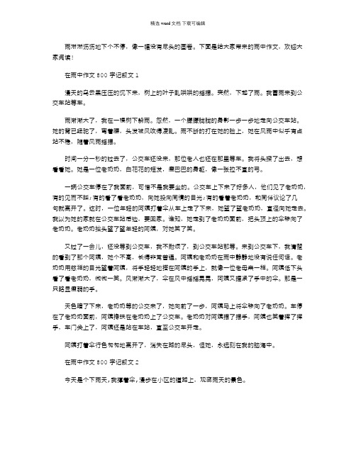 2021年在雨中作文800字记叙文