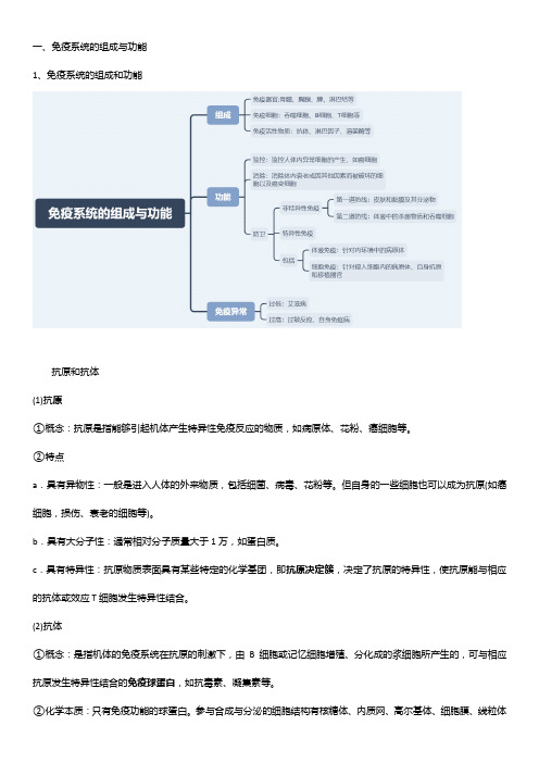 高中生物必修三 免疫调节知识点汇总