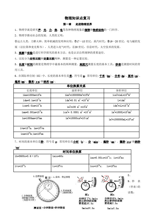 第一章---走进物理世界(知识点)