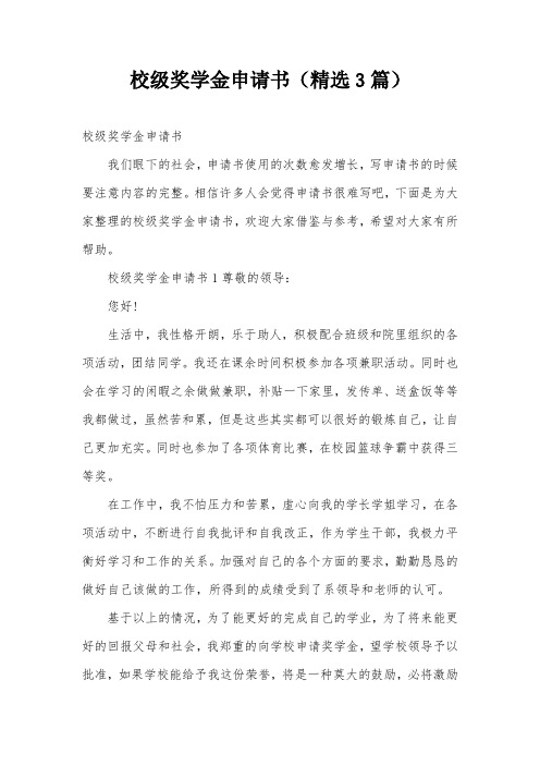 校级奖学金申请书(精选3篇)
