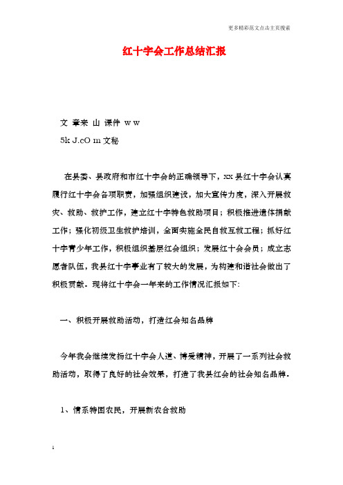 红十字会工作总结汇报