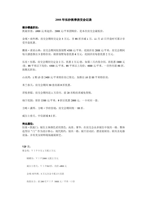 2008长沙秋季房交会记录
