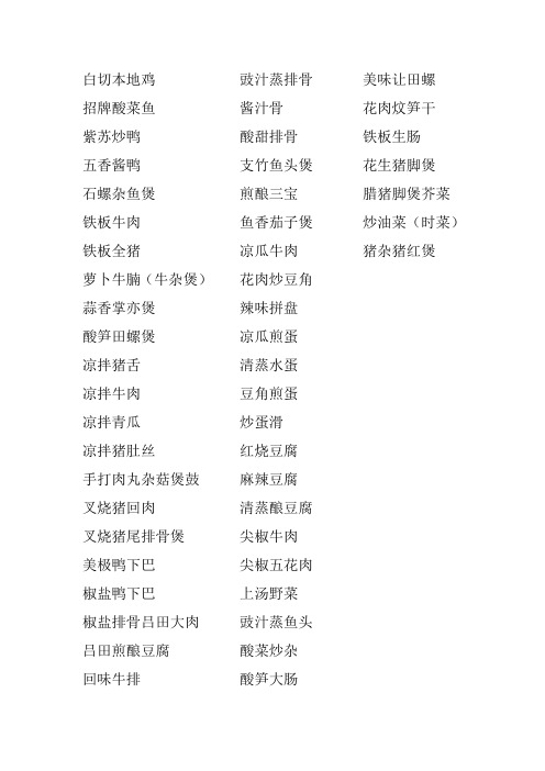 饭店菜单