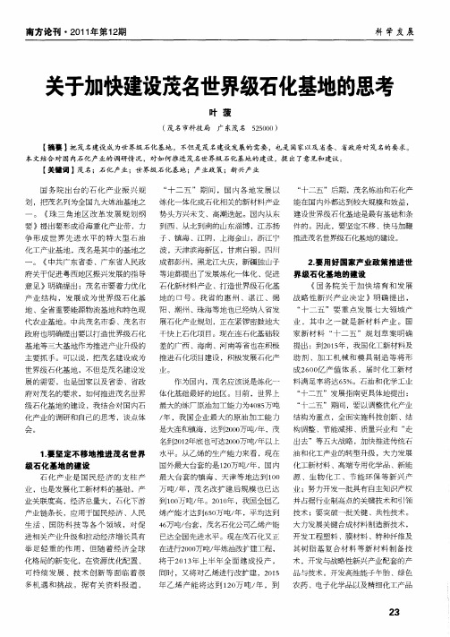 关于加快建设茂名世界级石化基地的思考