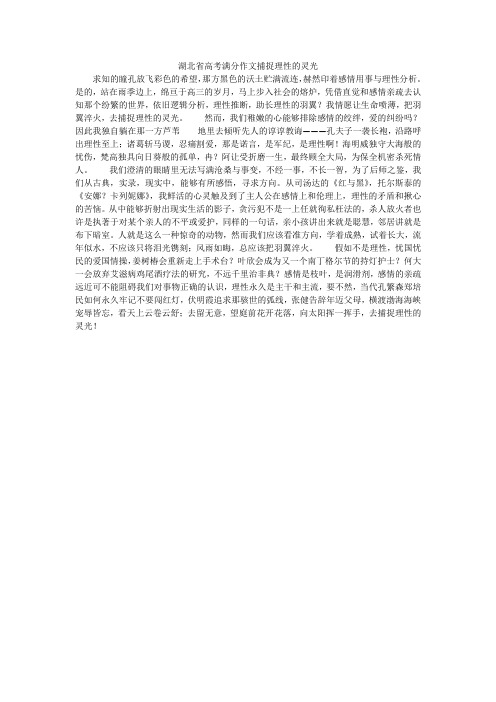 湖北省高考满分作文捕捉理性的灵光