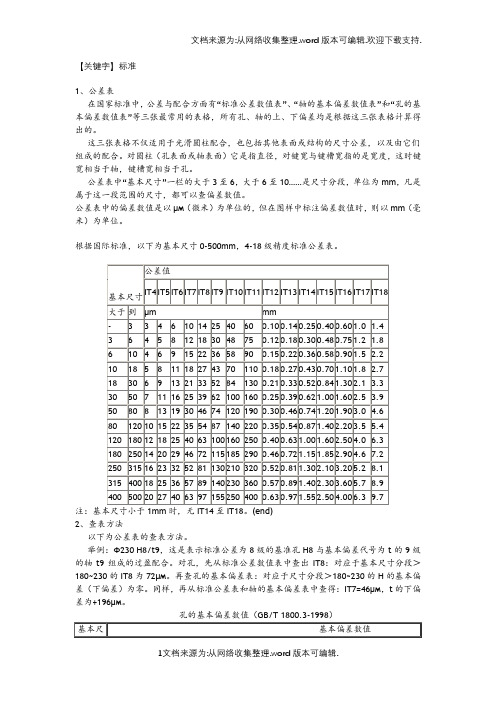 【标准】机械制图公差尺寸和查表