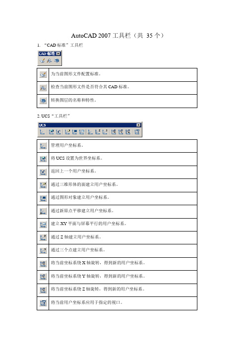 AutoCAD2007工具栏的说明