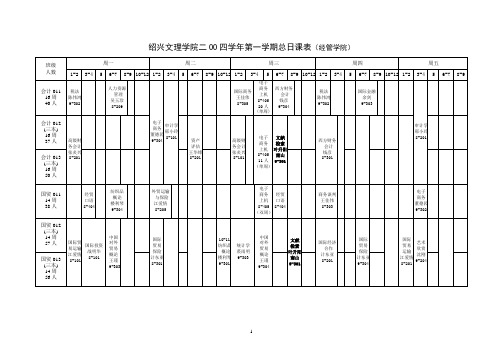 绍兴文理学院二OO三学年第一学期总日课表