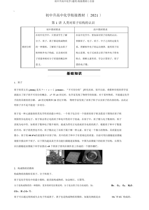 初中升高中化学(通用)衔接教材()全套