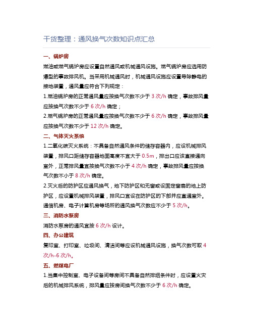 干货整理：通风换气次数知识点汇总