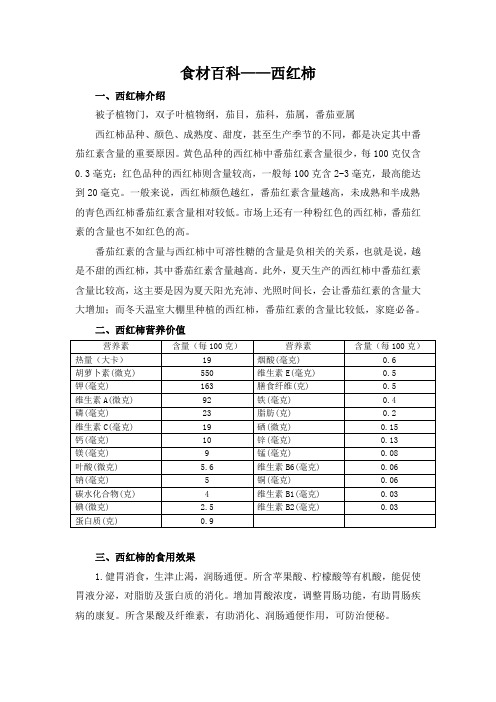 食材百科——西红柿