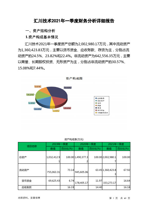 汇川技术2021年一季度财务分析详细报告