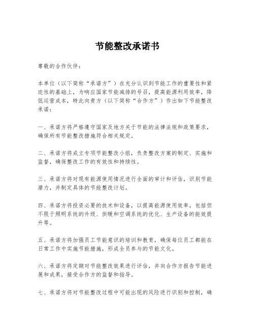 节能整改承诺书