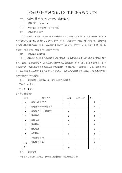 公司战略与风险管理