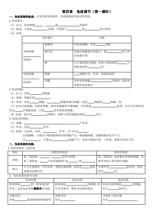 新教材高中生物精品 免疫调节专项训练及基础知识 参考答案