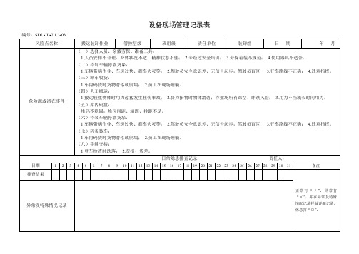 双体系日常隐患排查记录表